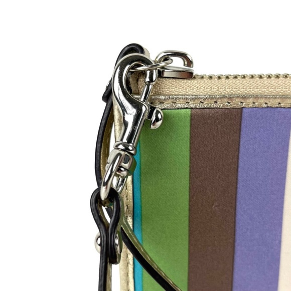 Coach Julia Legacy Stripe Large Zippy Wallet Wristlet - Picture 5 of 6